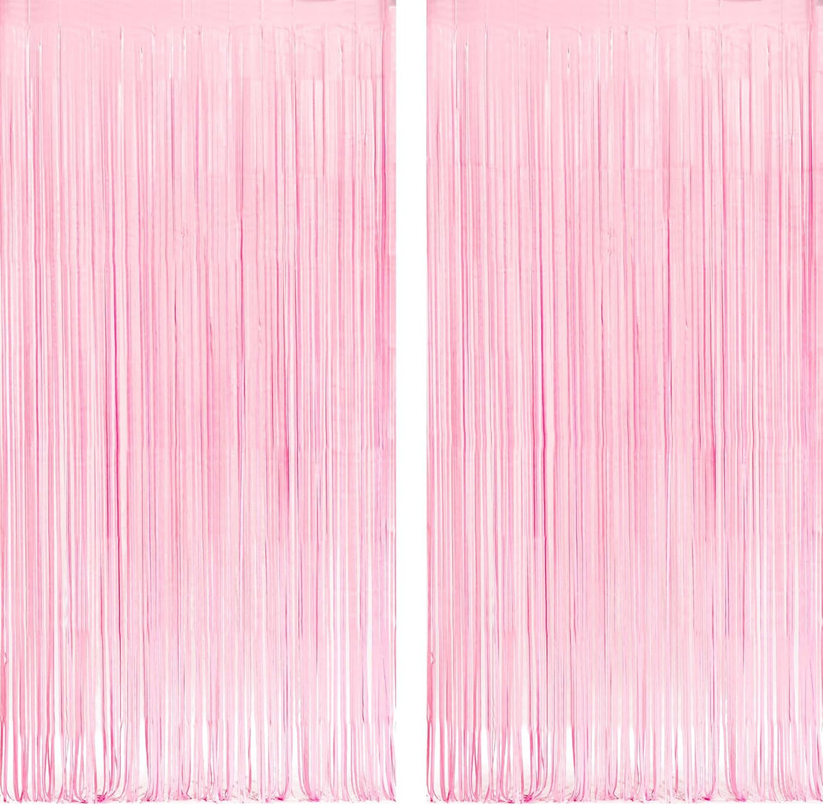 Pastel Pink Party Backdrop Decoration - GREATRIL Baby Pink Foil Fringe Streamers for Baby/Boo