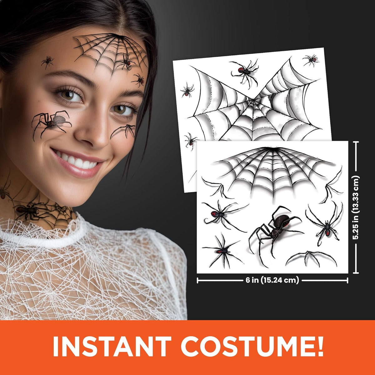 Assorted Spider Temporary Tattoos Variety Pack – Creepy Crawly Halloween Tattoos for Kids, 50+