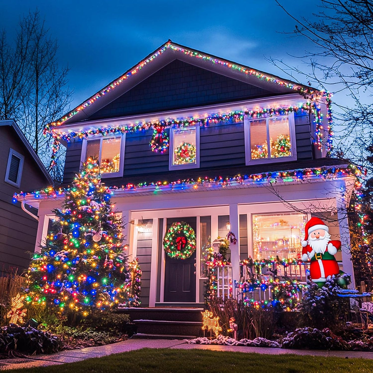 JMEXSUSS 168FT 600 LED Christmas Decor Lights - 8 Modes Multicolor Outdoor/Indoor Waterproof