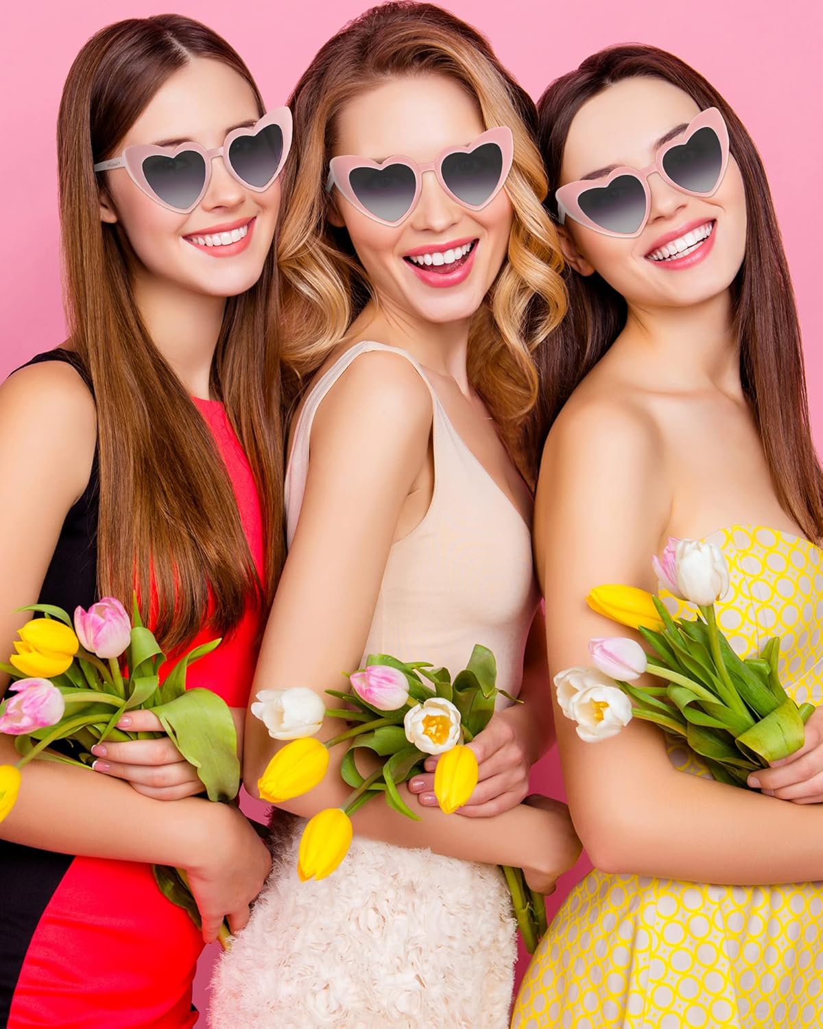 Flutesan 20 Pairs Retro Heart Sunglasses Vintage Cat Eye Heart Glasses Women Bachelorette Bride