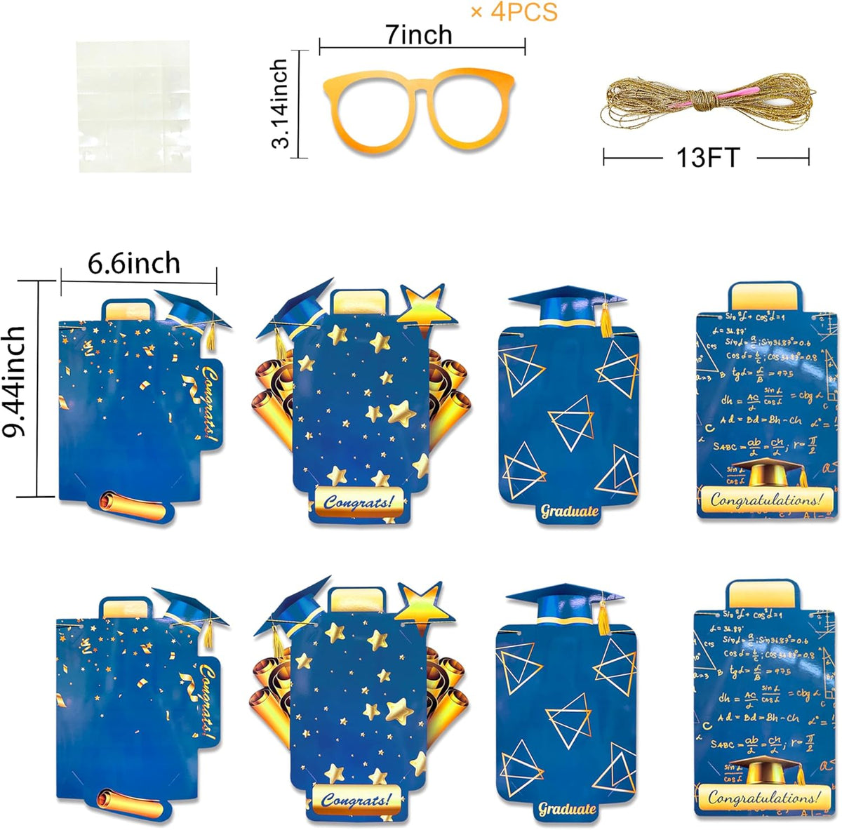 pinkblume Graduation Party Decorations Navy Blue and Gold Grad Photo Banner Royal Blue Gold