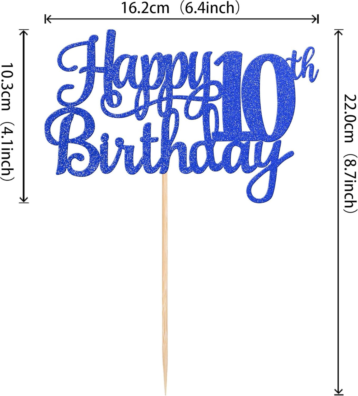 1 PCS Happy 10th Birthday Cake Topper Glitter Cheers to 10 Years Birthday Cake Pick 10 Fabulous