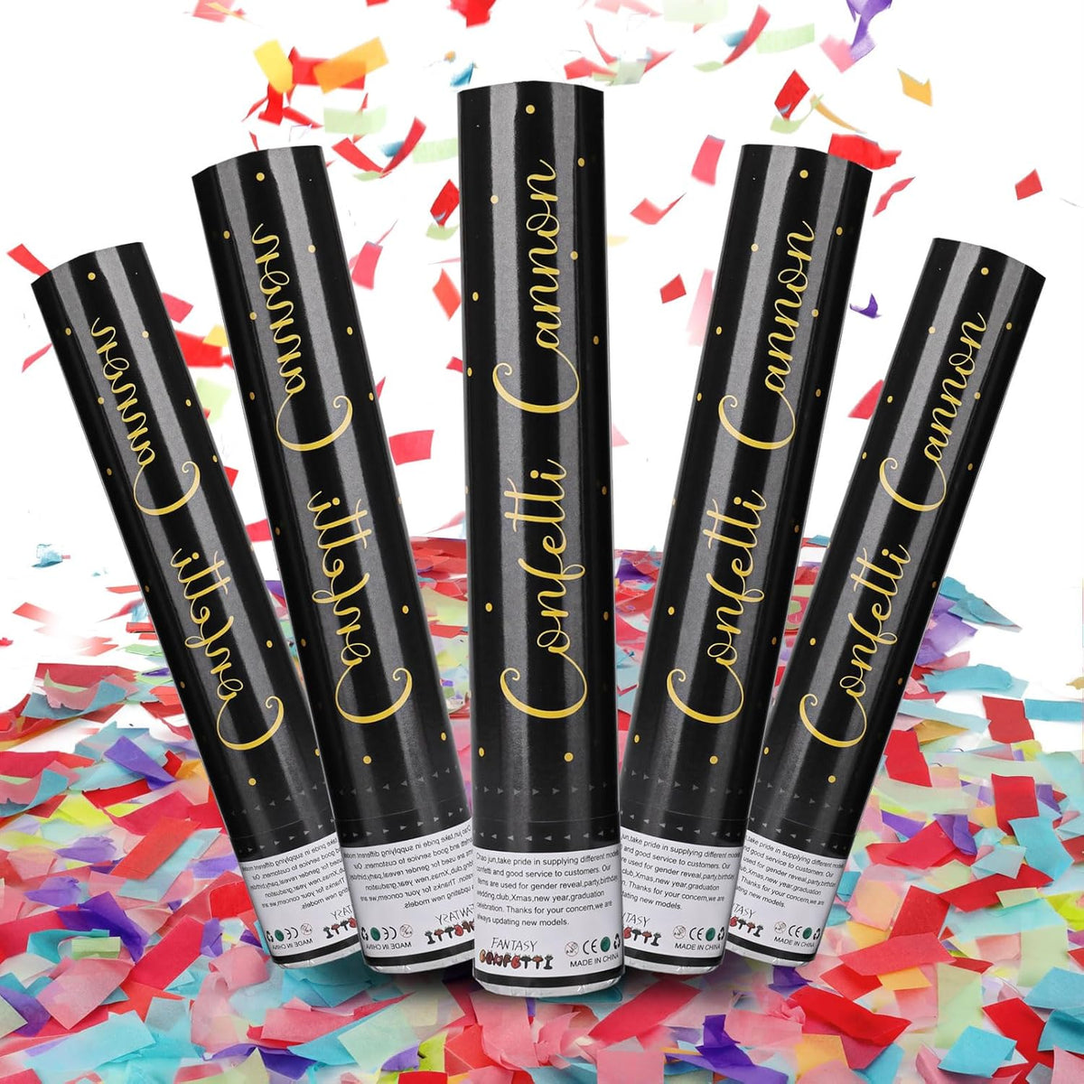 5 Pack Confetti Cannon Biodegradable, 12 Inch Confetti Poppers Graduation, Suitable for Graduation