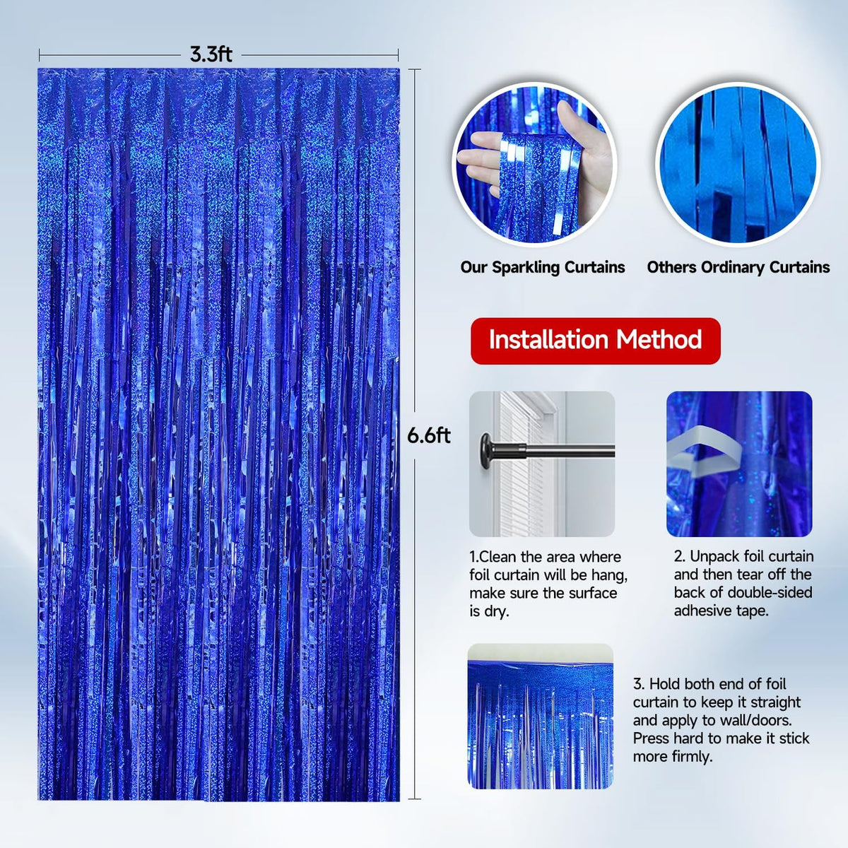 QRabbit 4 Pack Foil Fringe Backdrop Curtains, Rose Gold Party Streamers Photo Booth Props for