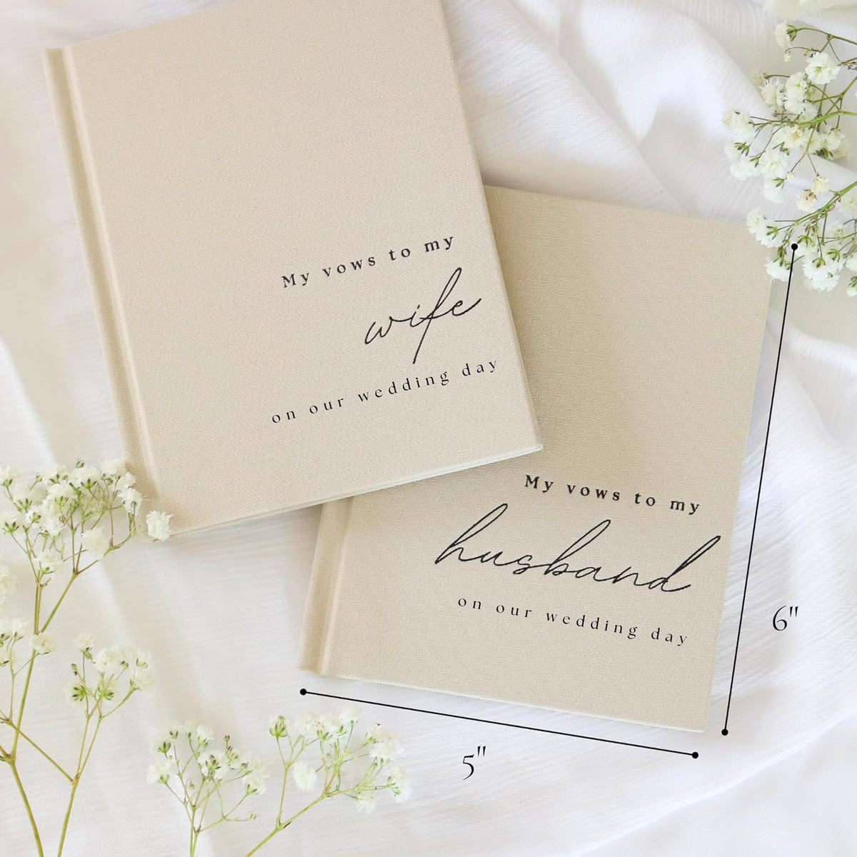 Wedding Vow Books His and Hers - 2 Pack Personalized His & Hers Book - Linen Hardcover Bride and