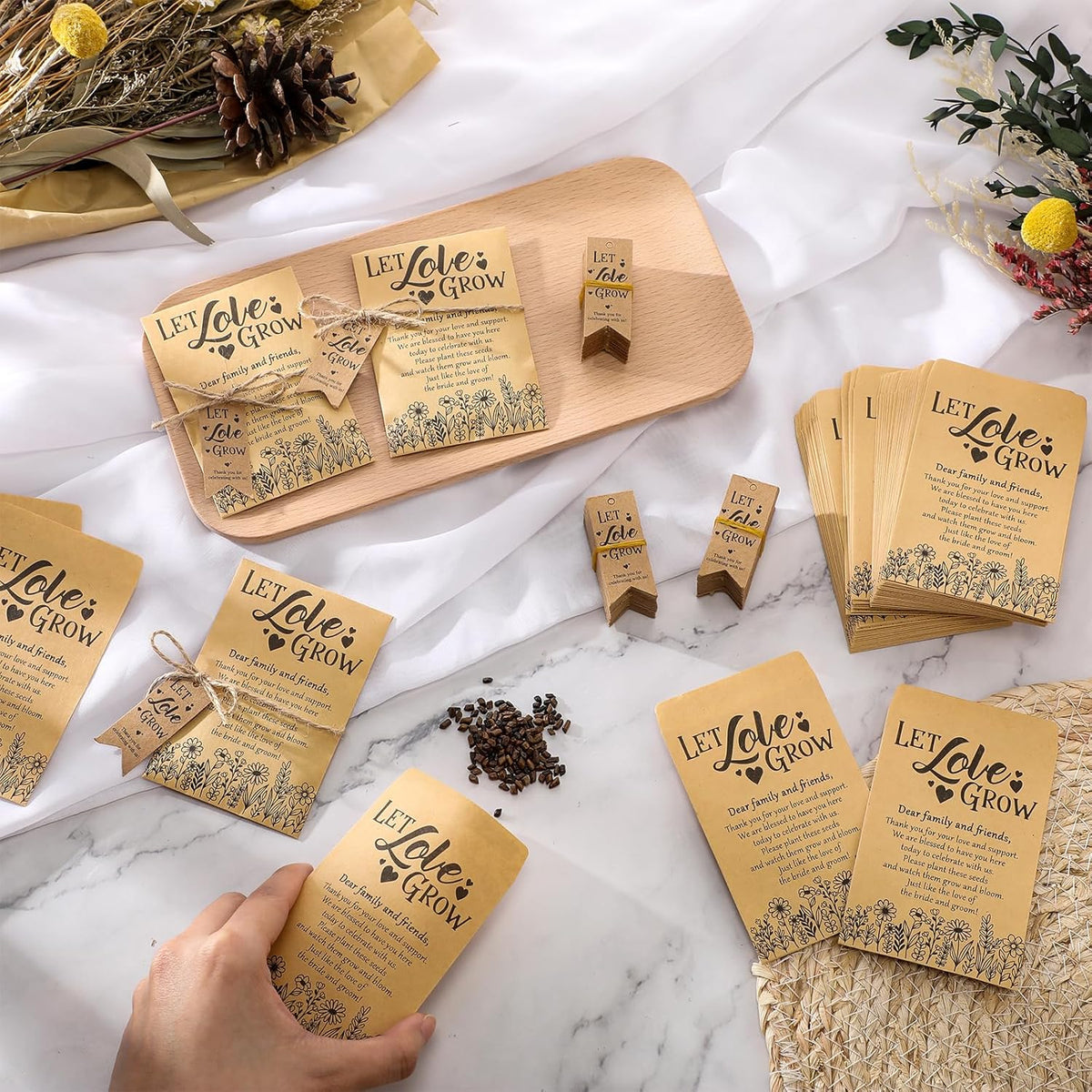 50 Sets Let Love Grow Wedding Favors for Guests Wedding Thank You Gifts Bulk Include Flower Seed