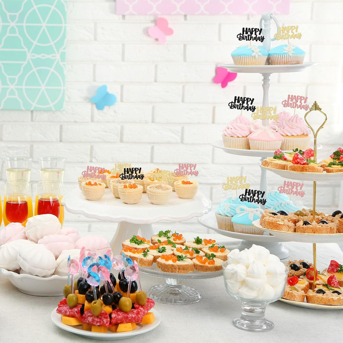 Gyufise 36Pcs Happy Birthday Cupcake Toppers & Picks - Baby Shower & Anniversary Party Supplies