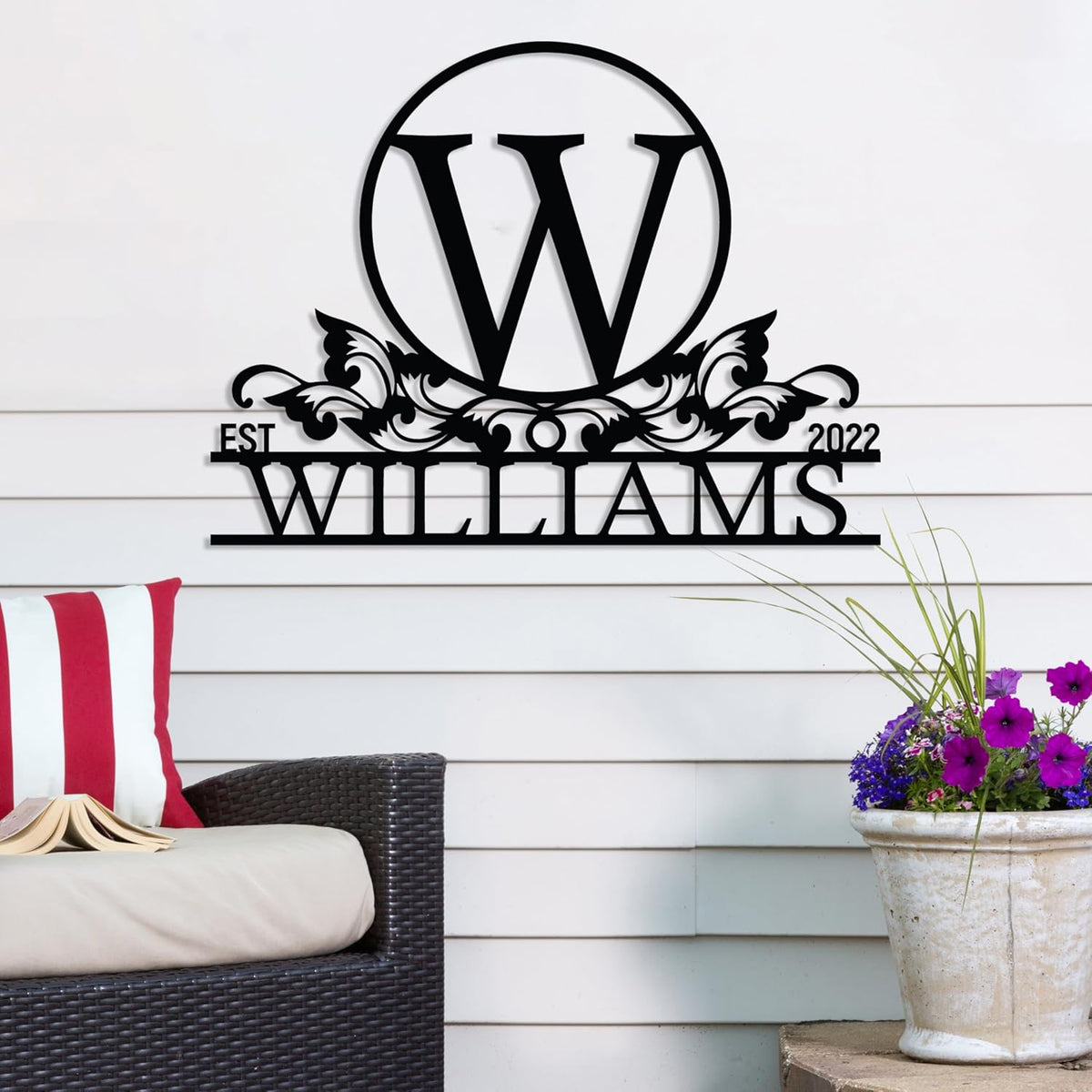 Personalized Metal Name Signs, Split Letter Monogram Wall Art Decor, Durable Steel Family Last Name