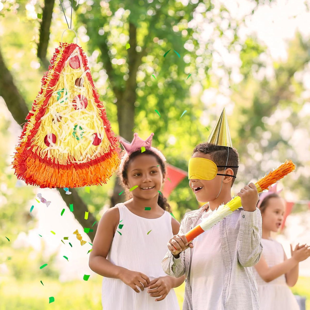 Wernnsai Pizza Piñata - Pizza Decorations For Kids Food Themed Birthday Party Piñata With Blindfold