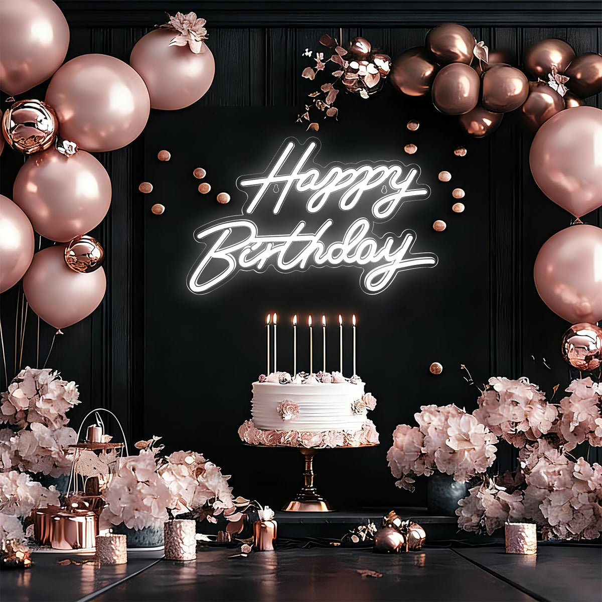 Happy Birthday Neon Sign for Wall Decor, LED Happy Birthday Light Up Sign, Dimmable LED Birthday