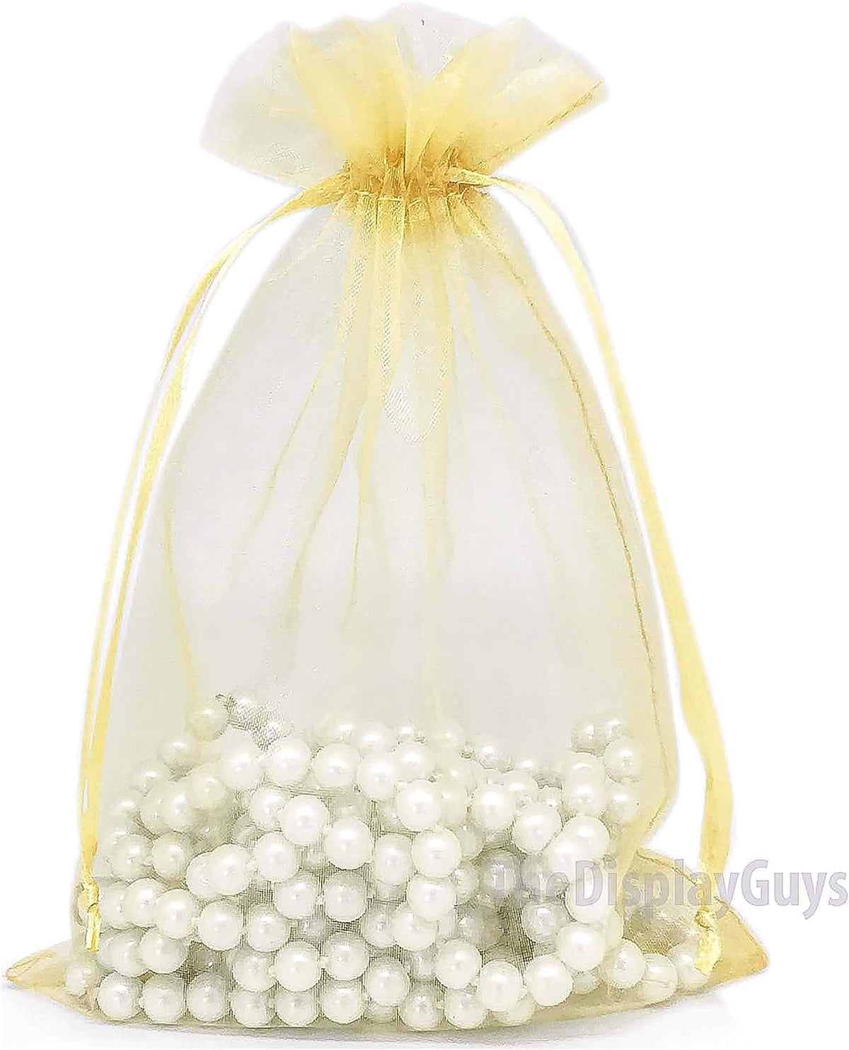 TheDisplayGuys 48-Pack 6x8 Gold Sheer Organza Gift Bags with Drawstring, Goodie Bags for Jewelry