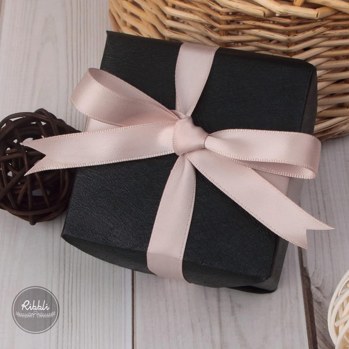 Ribbli Vanilla Double Faced Satin Ribbon,1/2” x Continuous 25 Yards,Use for Craft Bows Bouquet
