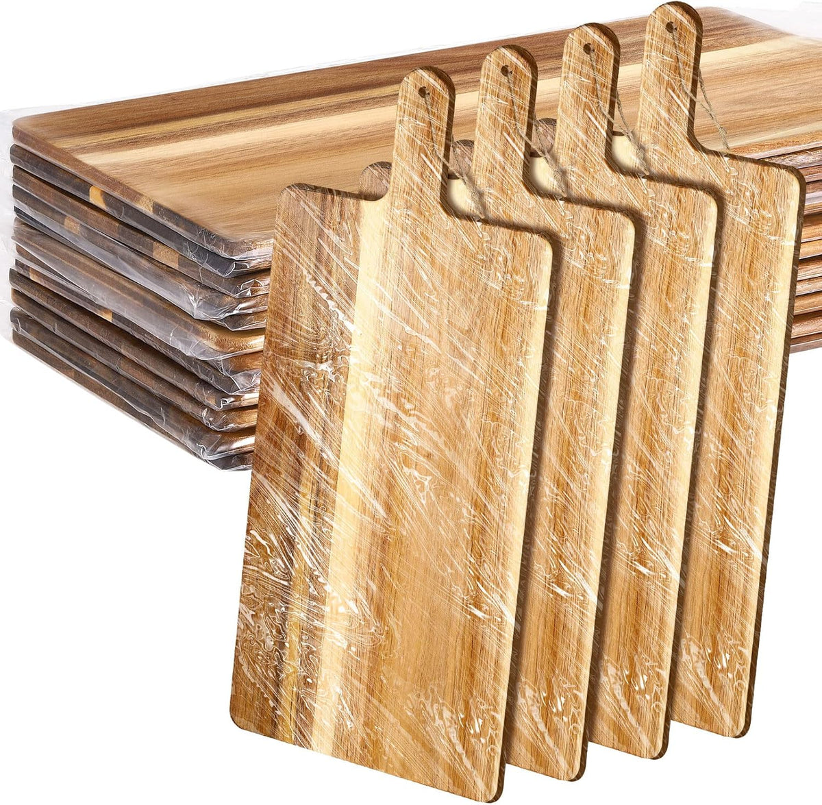 Patelai 12 Packs Wooden Cutting Board Set with Handles Large Kitchen Serving Plain Chopping Board