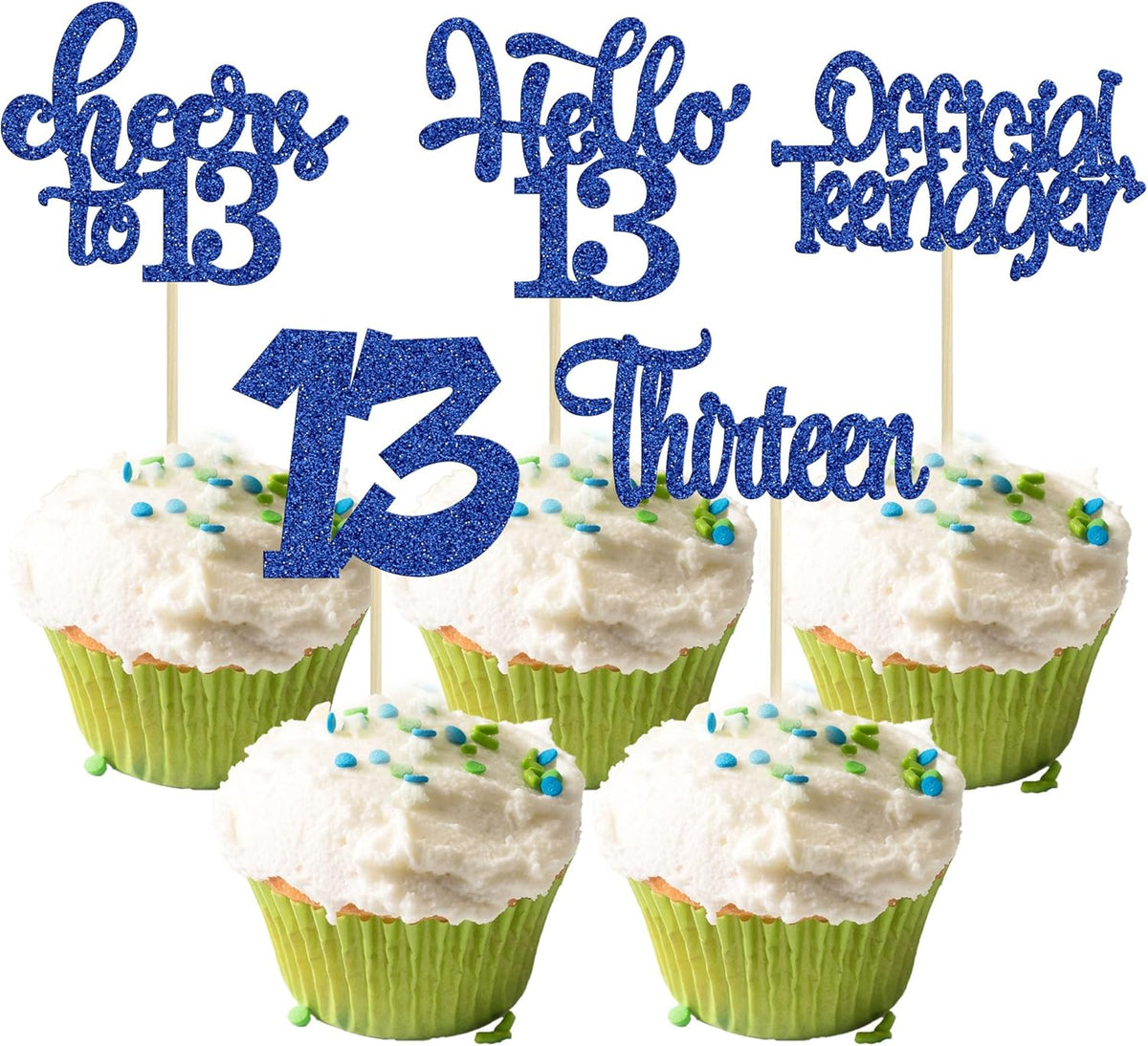 30Pcs 13th Birthday Cupcake Toppers Hello 13 Cupcake Picks Official Teenager Cheers to 13 Years Old