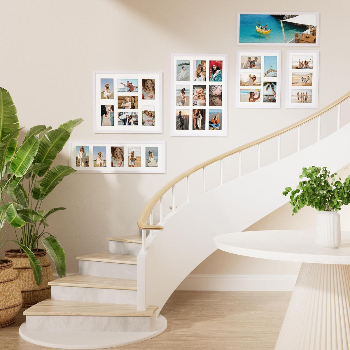 Vittanly 8x14 Picture Frames Collage, Displays 3Pcs 4x6 Pictures with Mat, Collage Picture Frame