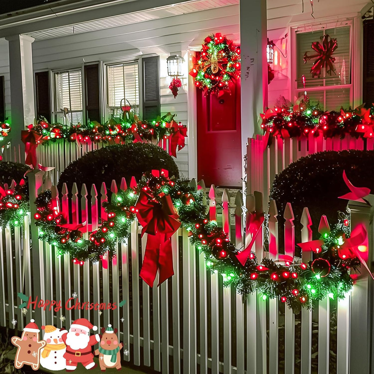 JMEXSUSS 500 LED Red and Green Christmas Lights, 8 Modes 163ft String Lights Plug in with Remote