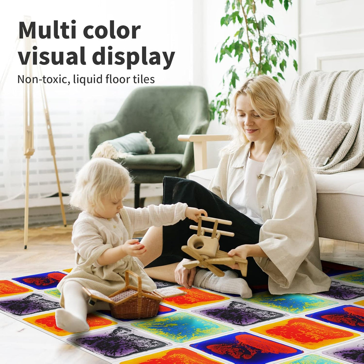 Art3d Baby Sensory Water Mats for Autistic Children (11.8"x11.8" Square, 4 Tiles