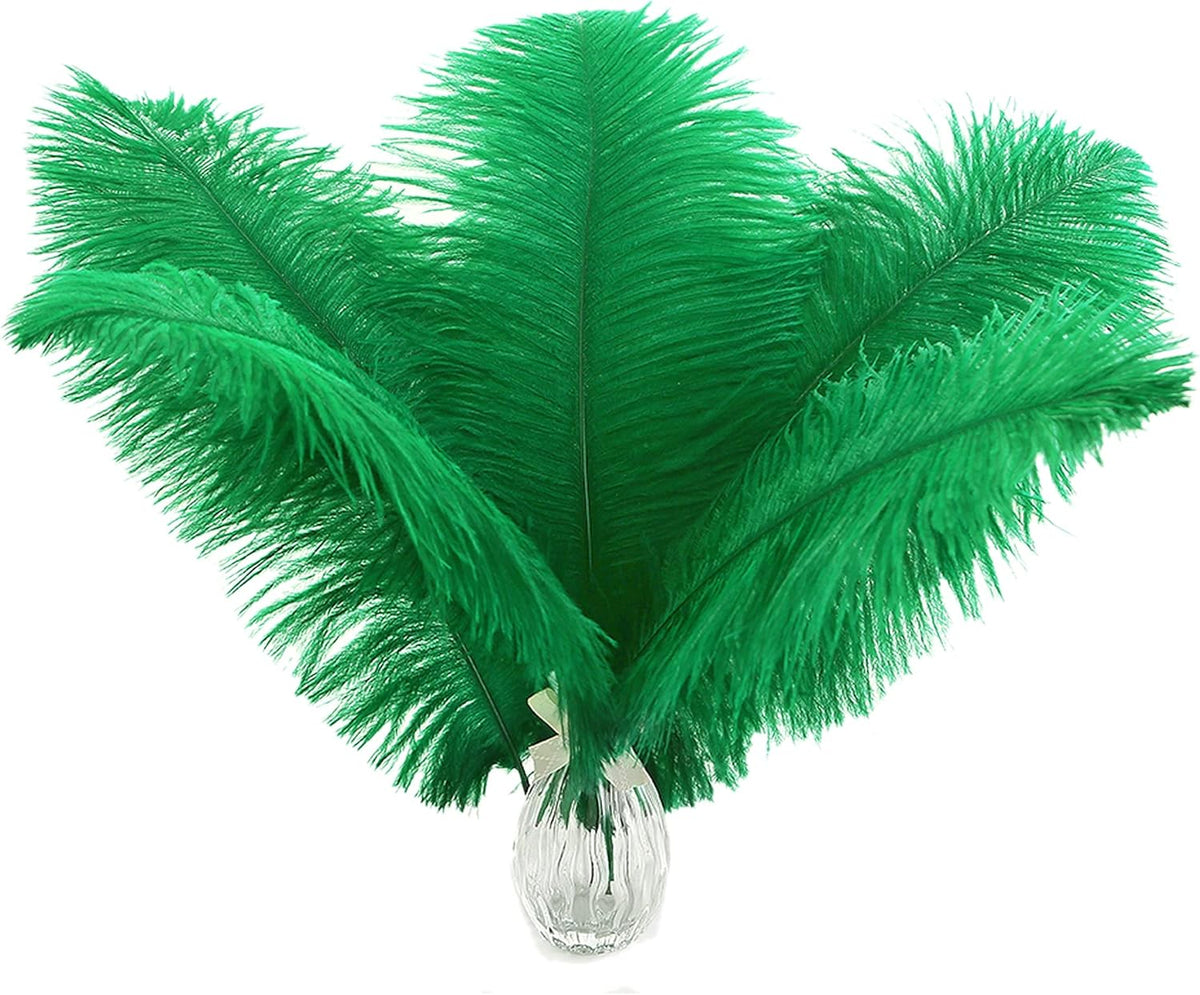 Ballinger Craft Green Ostrich Feathers - 24pcs 8-10inch Feathers for Vase, Wedding Party