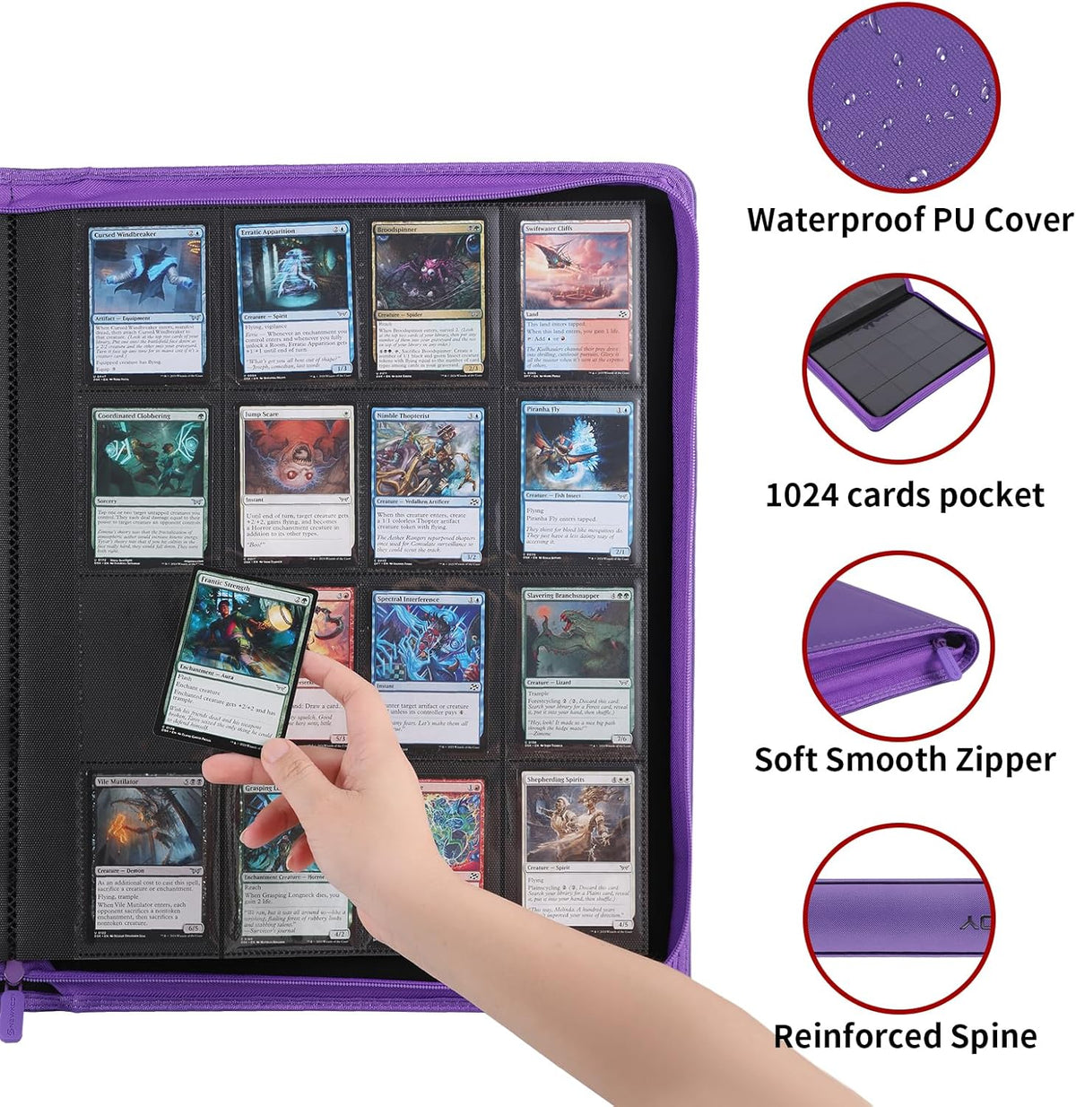 Snekdy premium 1024-pocket trading card binder, 16-pocket cards album, waterproof PU-leather Cover