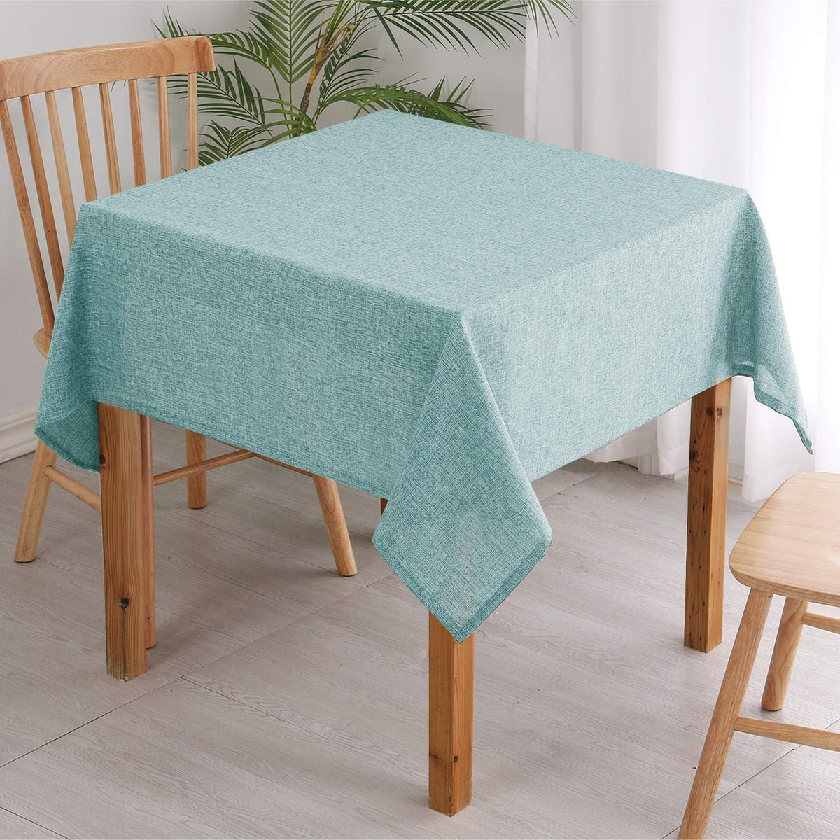Hiasan Faux Linen Square Tablecloth - Wrinkle and Stain Resistant Washable Table Cloth for Kitchen