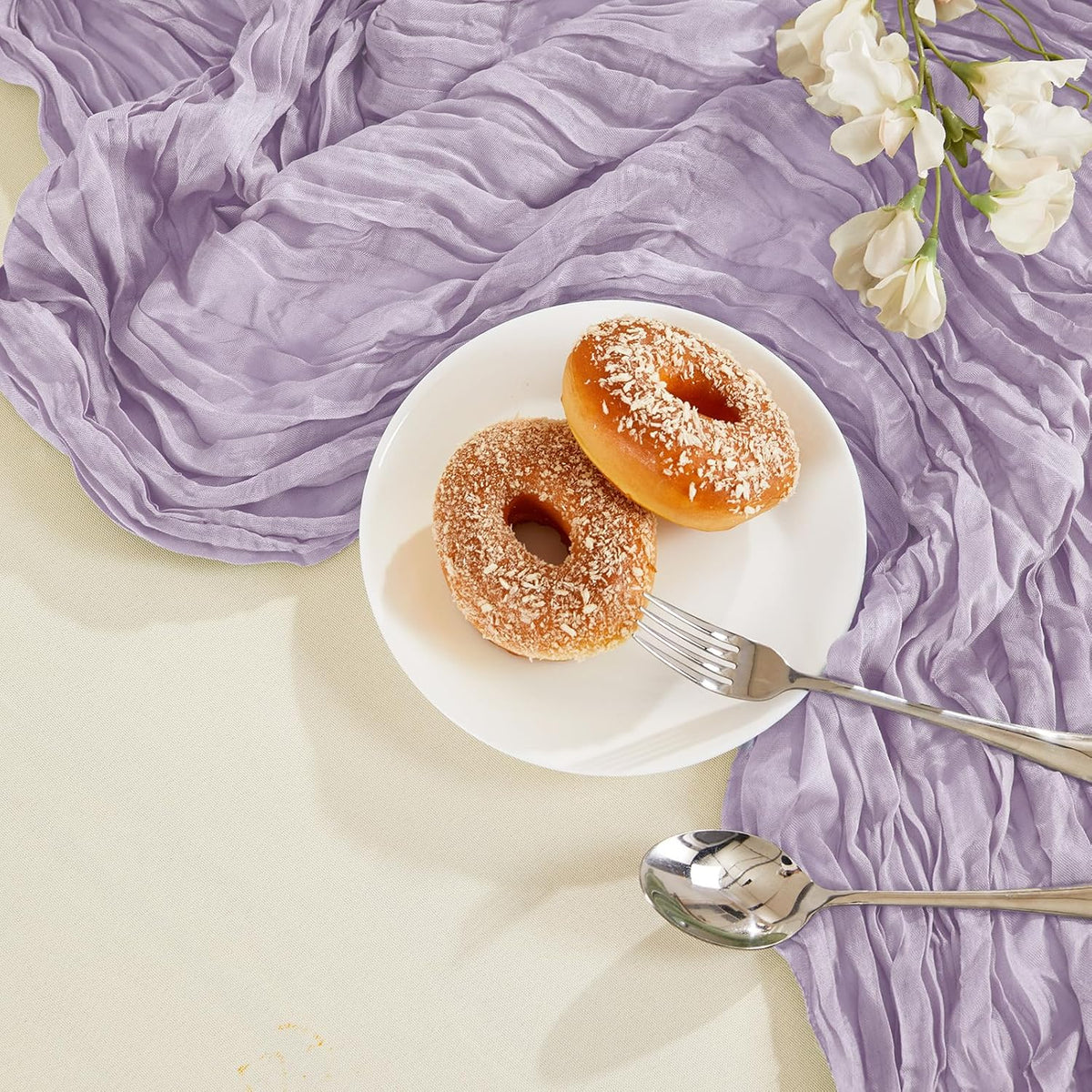 6 Pack Purple Cheesecloth Table Runner 10FT Long Boho Gauze Table Runner Rustic Sheer Runner for
