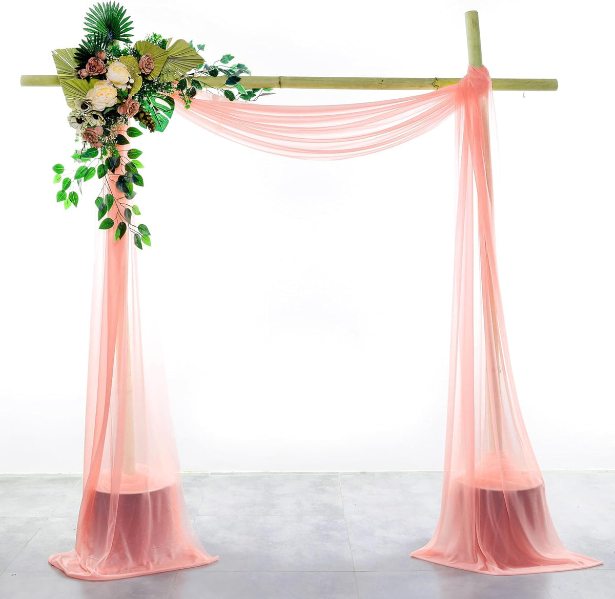 VDS Pack of 2 Panel (30 Inch X 30 Feet) Wedding Arch Draping Fabric Sheer Chiffon Fabric Drapery