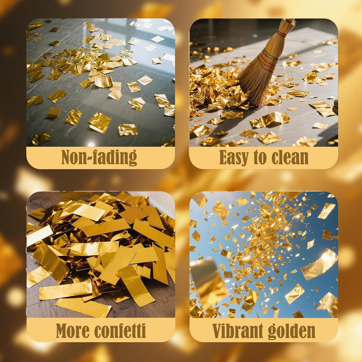 Confetti Cannons Gold | 5-Pack 12-Inch Party Poppers for All Celebrations: Weddings,Christmas
