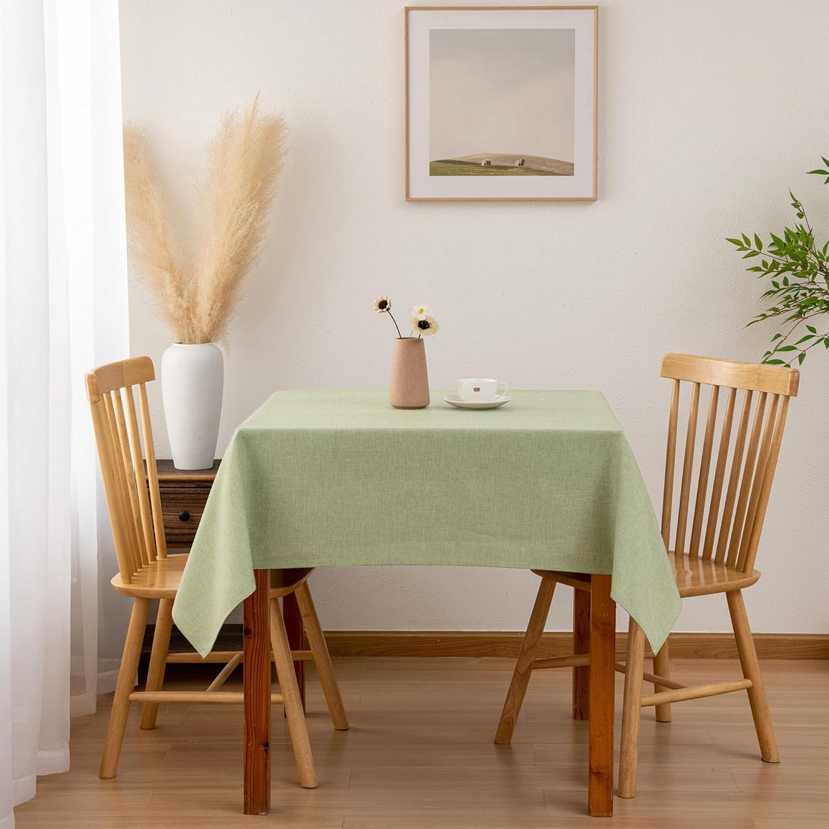 Hiasan 2 Pack Faux Linen Square Tablecloth - Wrinkle and Stain Resistant Washable Table Cloth for