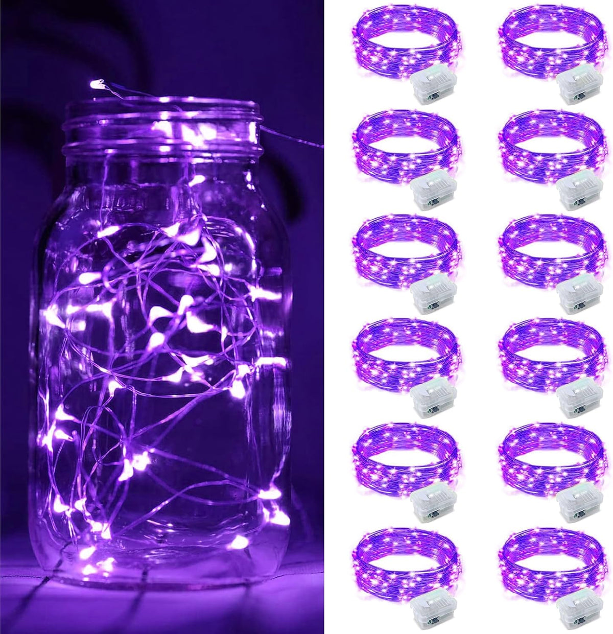 ZGWJ 12 Pack Fairy Lights Battery Operated, 7ft 20 Mini LED Fairy String Lights Silver Wire 3 Modes