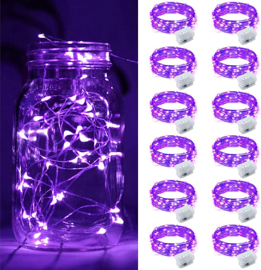 ZGWJ 12 Pack Fairy Lights Battery Operated, 7ft 20 Mini LED Fairy String Lights Silver Wire 3 Modes