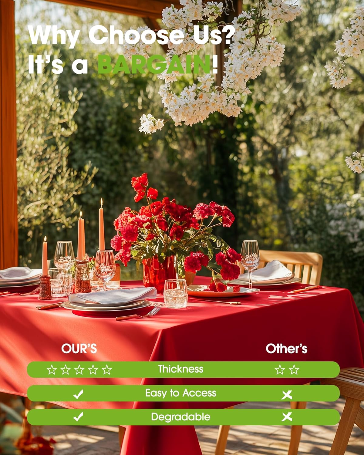 Pureegg Plastic Table Cloth Disposable 10 Pack, 54 x 108 Inch Table Cloths, Valentines Day