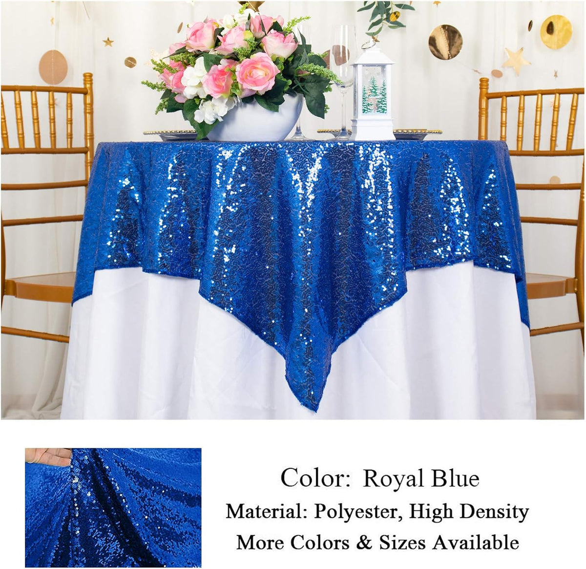 ShinyBeauty Sequin Tablecloth-Royal Blue Sequin Table Overlay and Sequin Tablecloth/Linen for