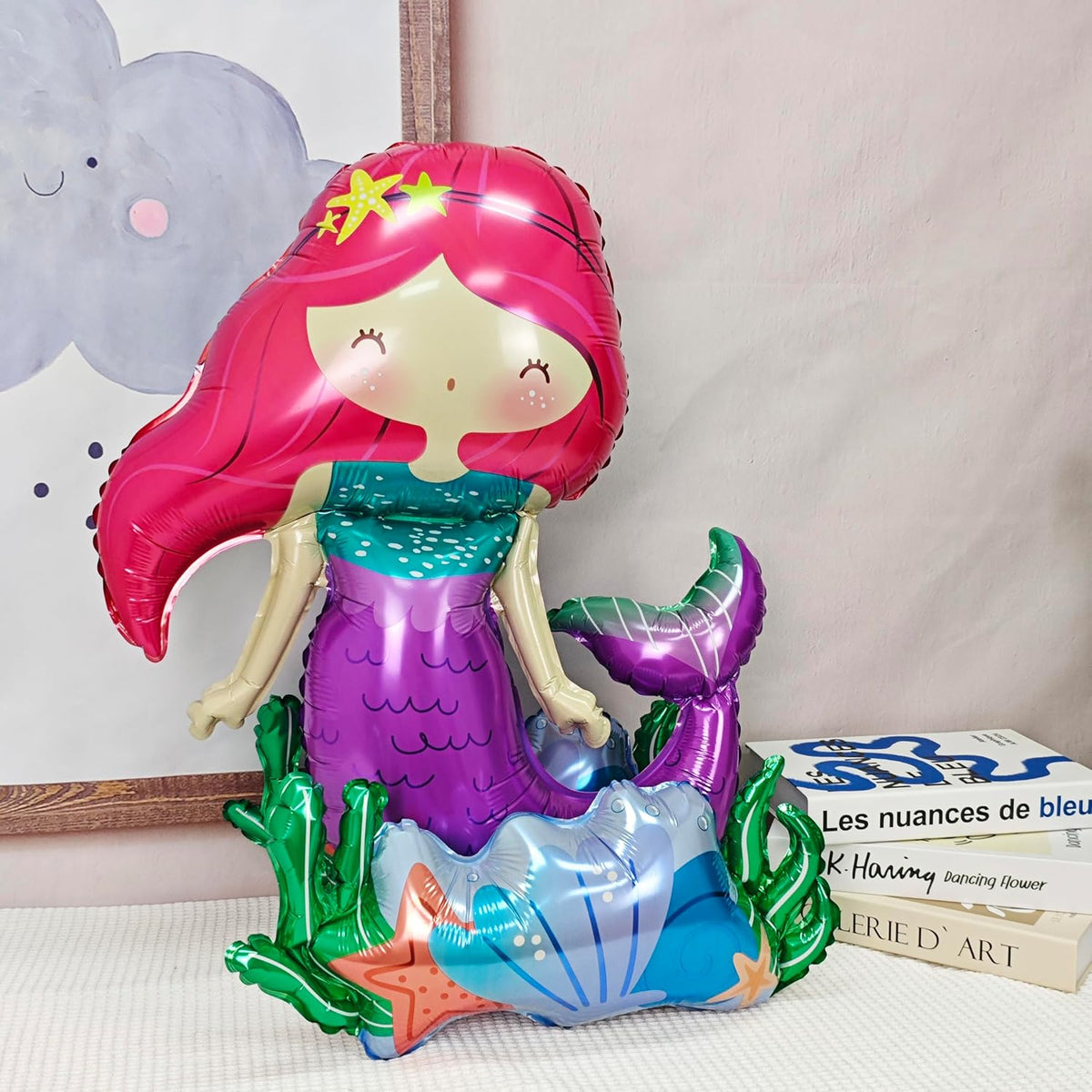 Self Standing mermaid birthday balloon mermaid foil balloon Ocean Balloon for Girls Under The Sea