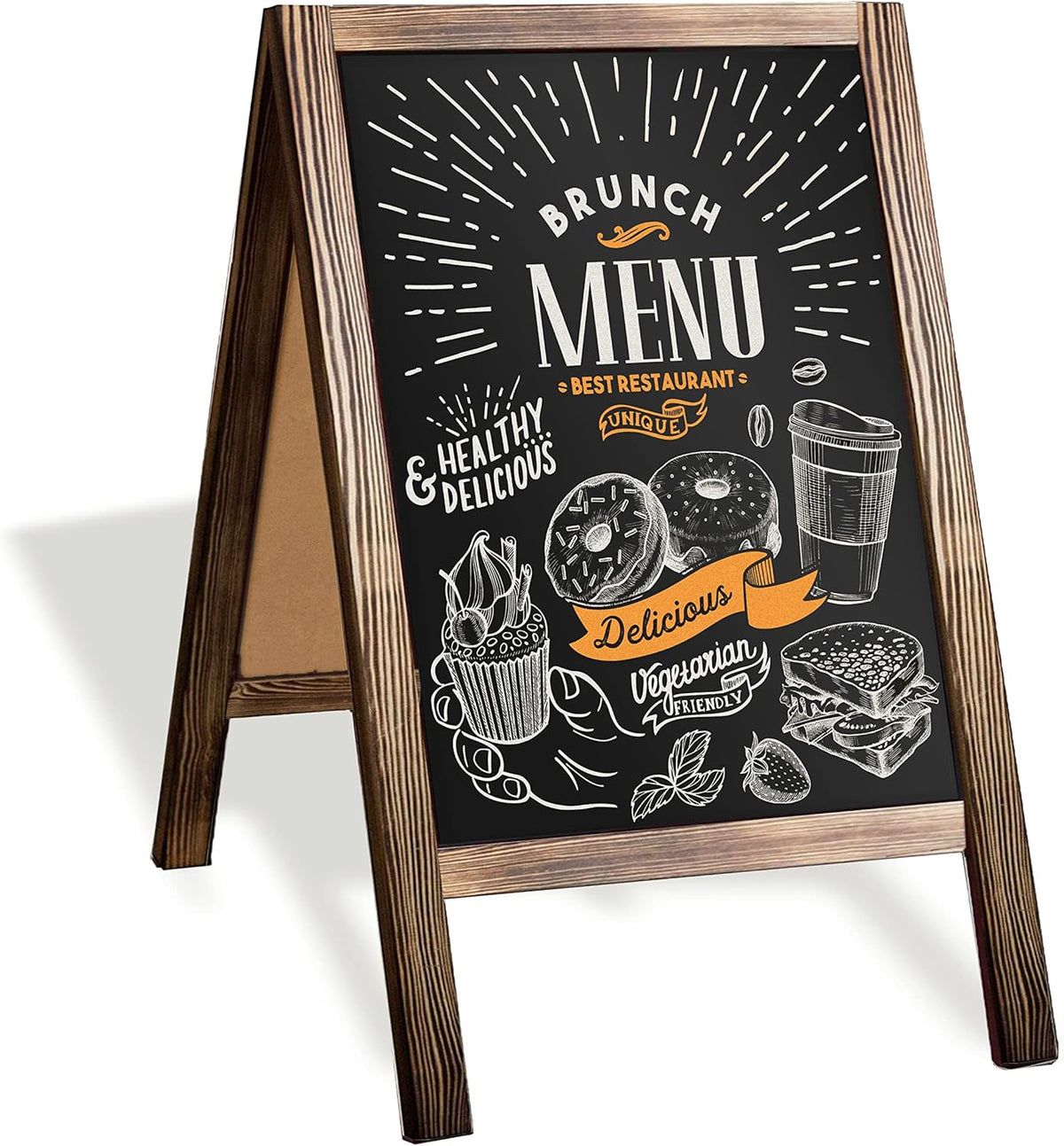 Ilyapa Wooden A-Frame Sign with Eraser & Chalk - 21 x 30 Inches Magnetic Sidewalk Chalkboard