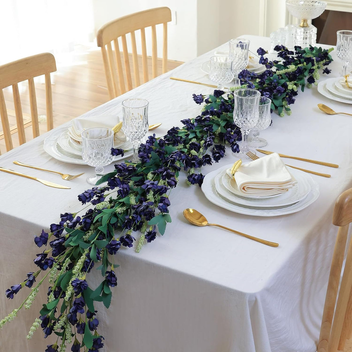 Mizii Blue Artificial Flower Garland 6FT Fake Wildflower Floral Garland Hanging Vines Spring Summer