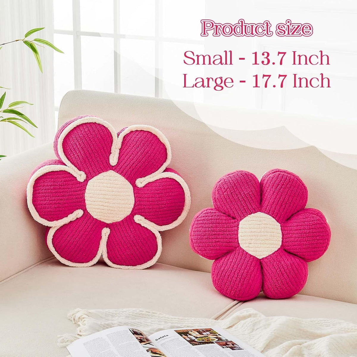 Flower Pillow, Soft Flower Decorative Throw Pillow, Cute Daisy Flower Shaped Seating Floor Cushion