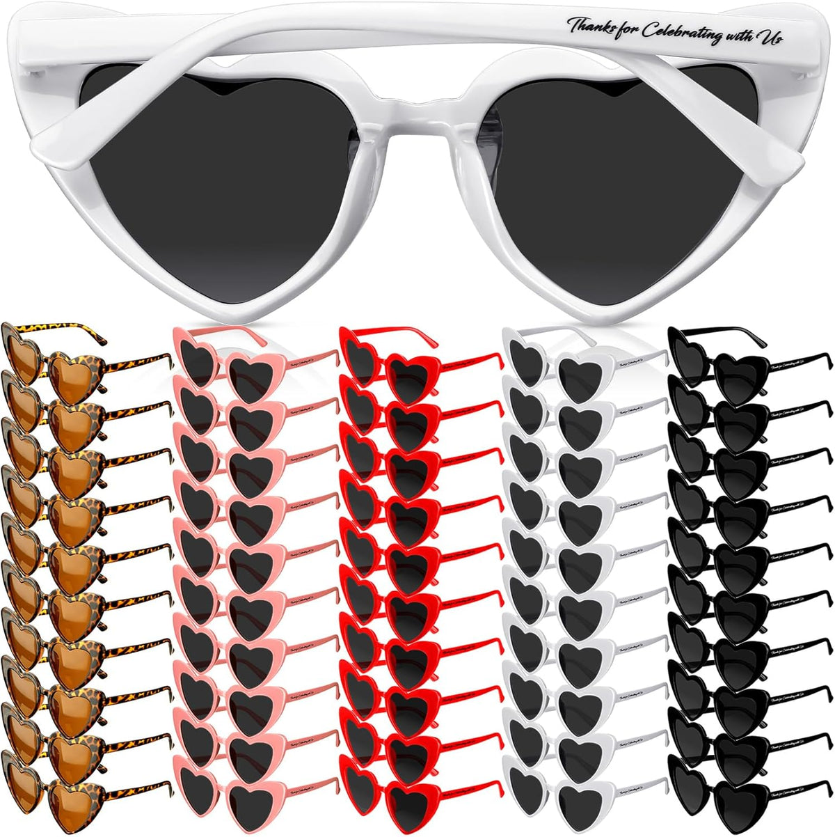 Vabean Wedding Heart Sunglasses Bulk Wedding Gifts Bachelorette Bridal Party Favors for Guests