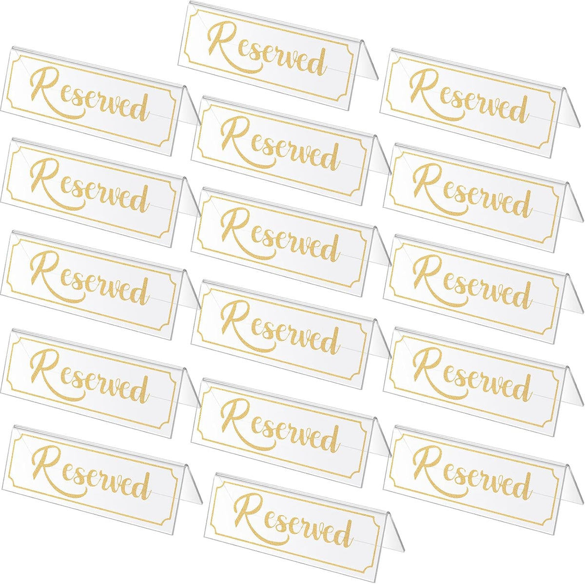 Jetec 16 Pieces Reserved Sign Acrylic Clear Reserved Table Tent Signs Table Number Holders for