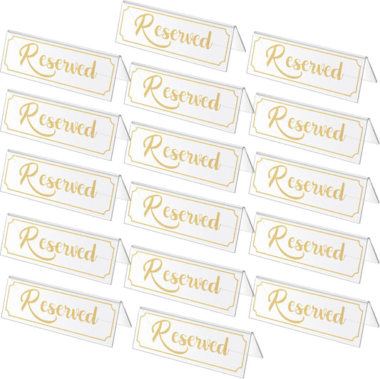 Jetec 16 Pieces Reserved Sign Acrylic Clear Reserved Table Tent Signs Table Number Holders for