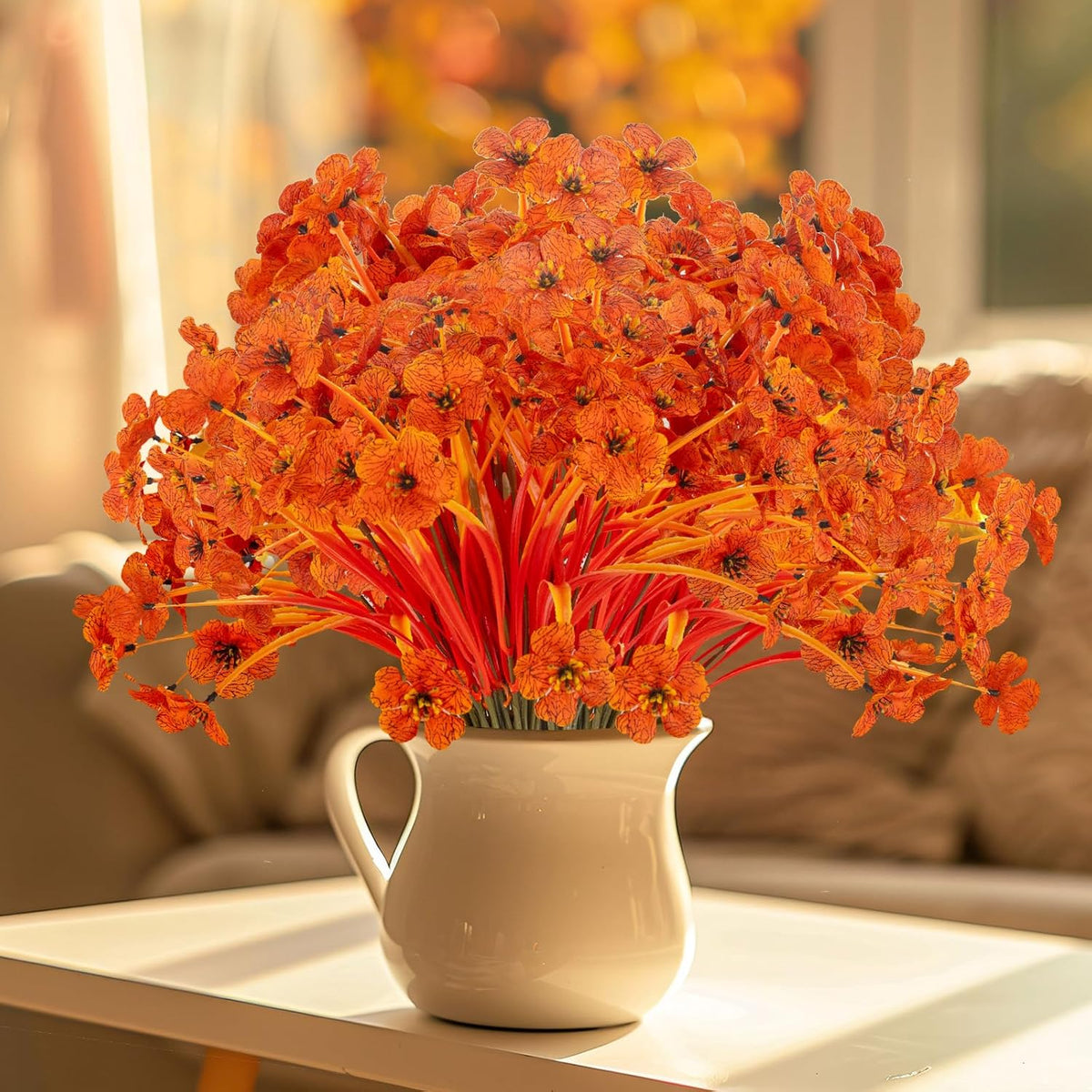 20 Bundles Artificial Fall Flowers No Fade Faux Autumn Plants Fake Flowers No Fade Faux Plastic