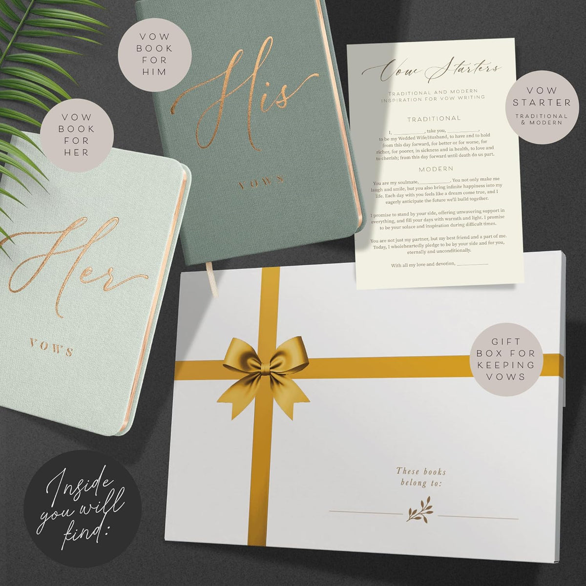 Vow Books His and Hers - Linen Wedding Vow Books Perfect as Bride & Groom Gifts, Wedding Registry