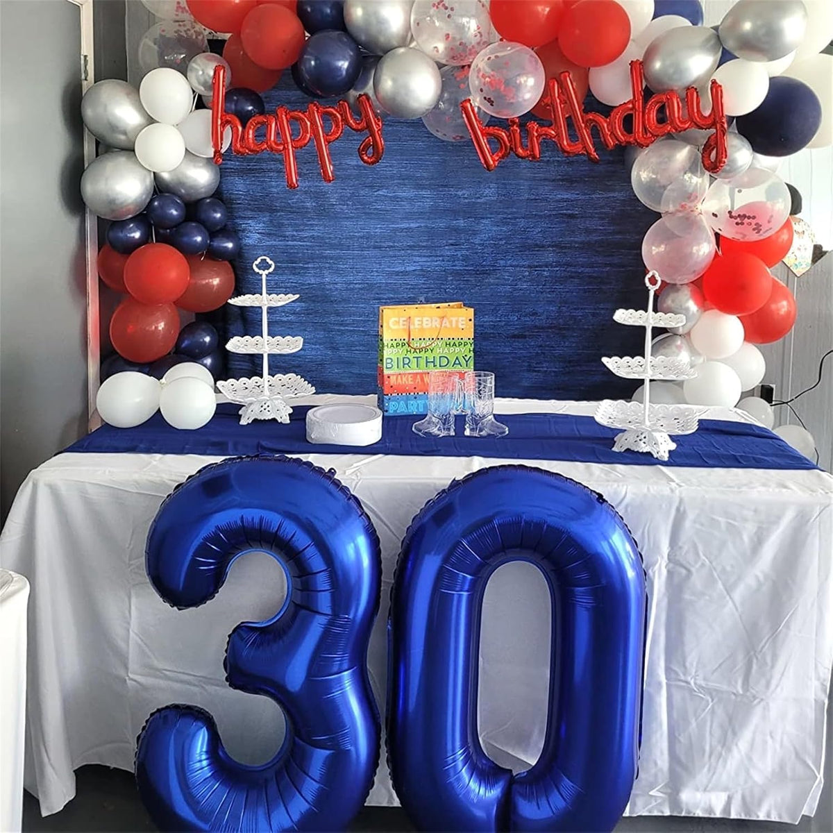 40 Inch Navy Blue Foil Balloon Number 9, Large Self Inflating Dark Blue Number Balloons 0-9 Helium