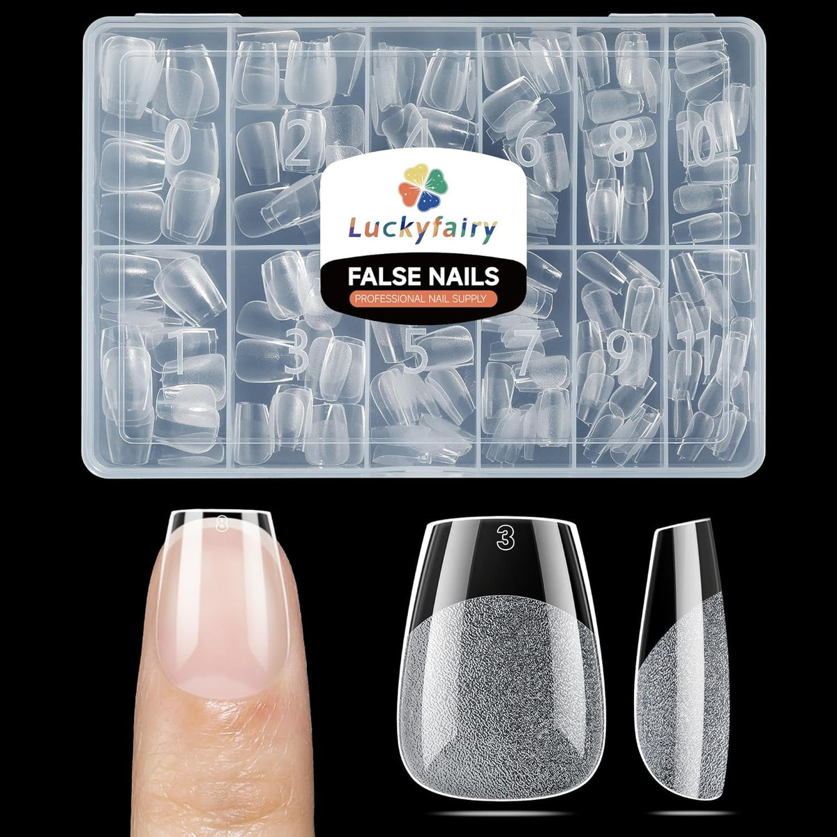 Luckyfariy Extra Short Coffin Nail Tips, 240Pcs Pre-shaped Half Matted Full Cover Ballerina Fake