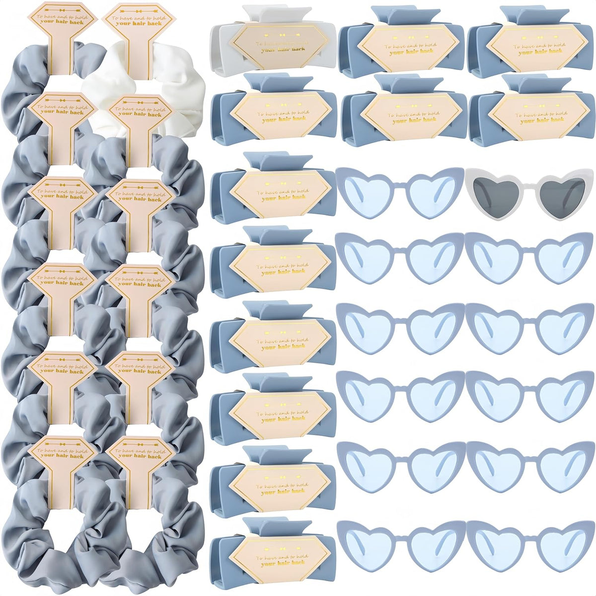 36pcs Bridesmaid Scrunchies Proposal Gifts Bachelorette Hair Claws Clips Girls heart sunglasses for