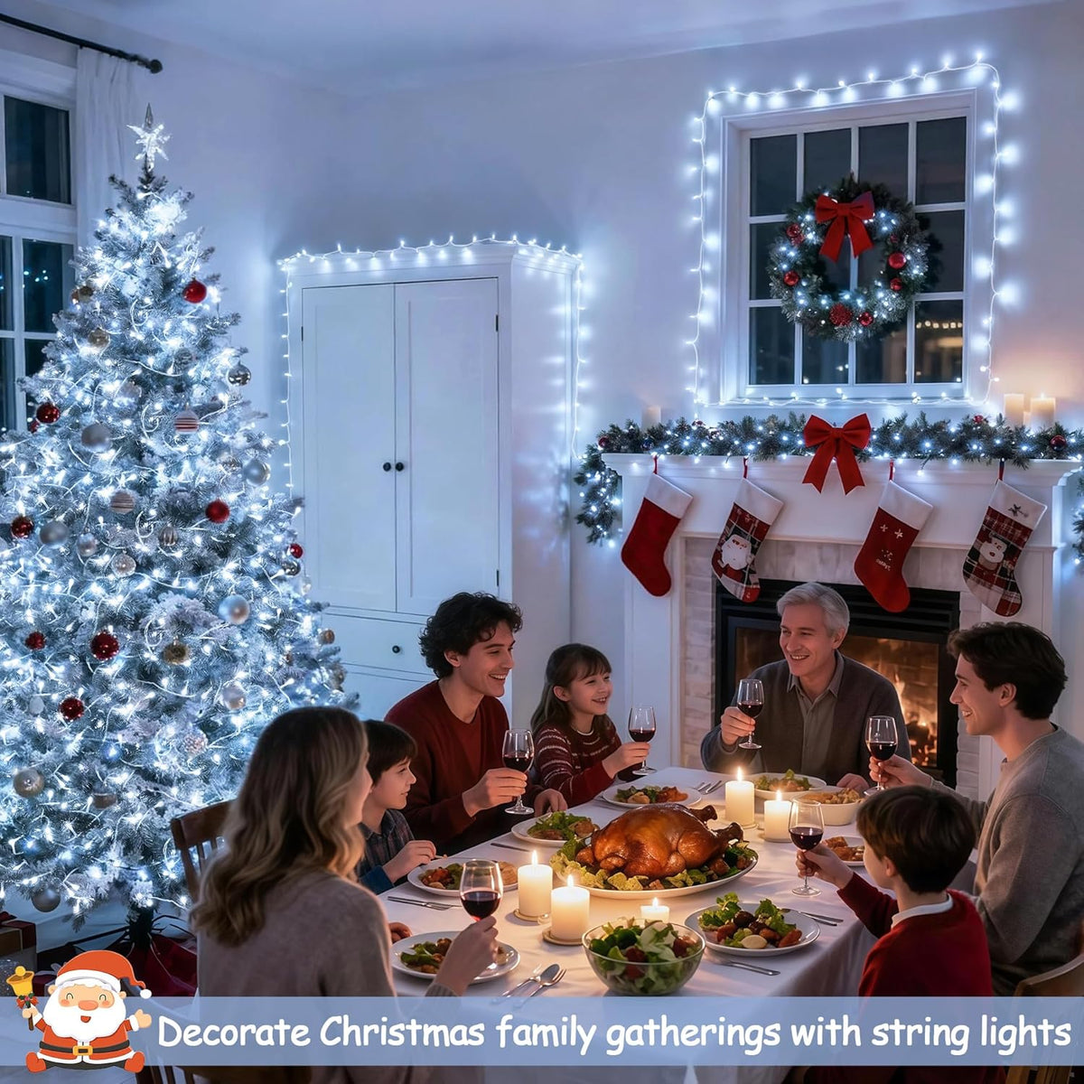 JMEXSUSS 168FT 600 LED White Christmas Lights Outdoor with Remote Indoor Christmas Tree Lights Plug