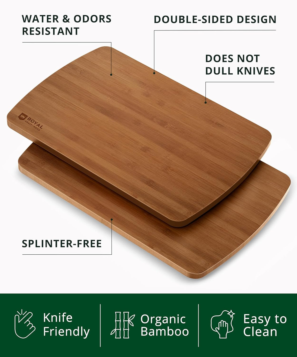 ROYAL CRAFT WOOD Wooden Cutting Boards for Kitchen Meal Prep & Serving - Bamboo Wood Serving Board