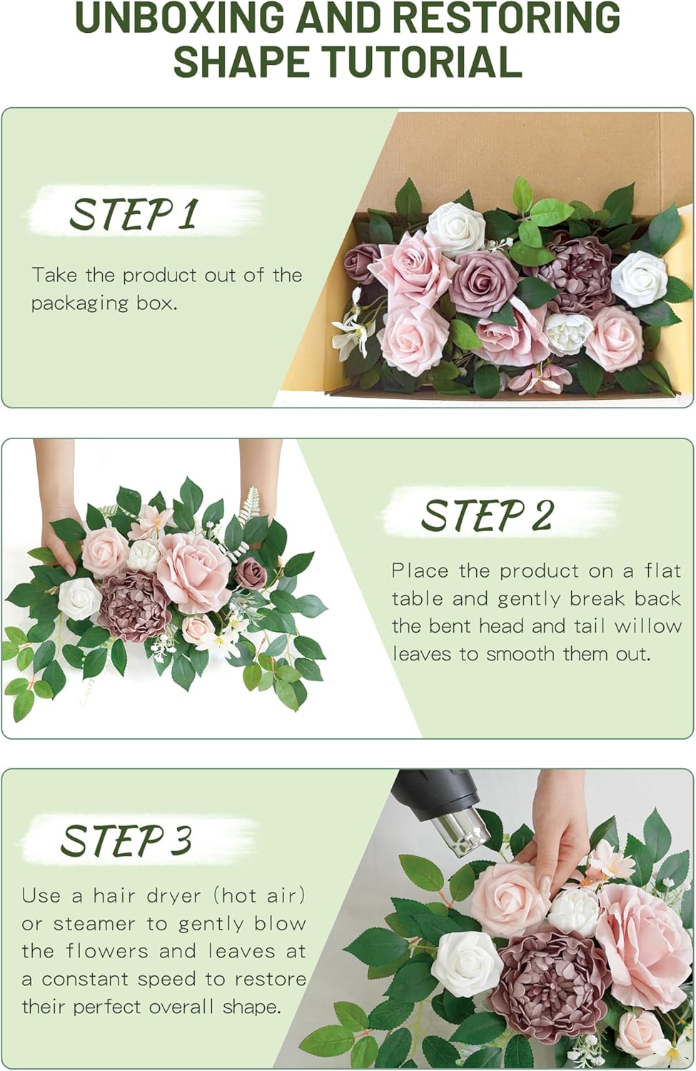 Wedding decor (pack of 2) Welcome Sign Flower Backdrop Garland For Ceremony Reception Wall Easel