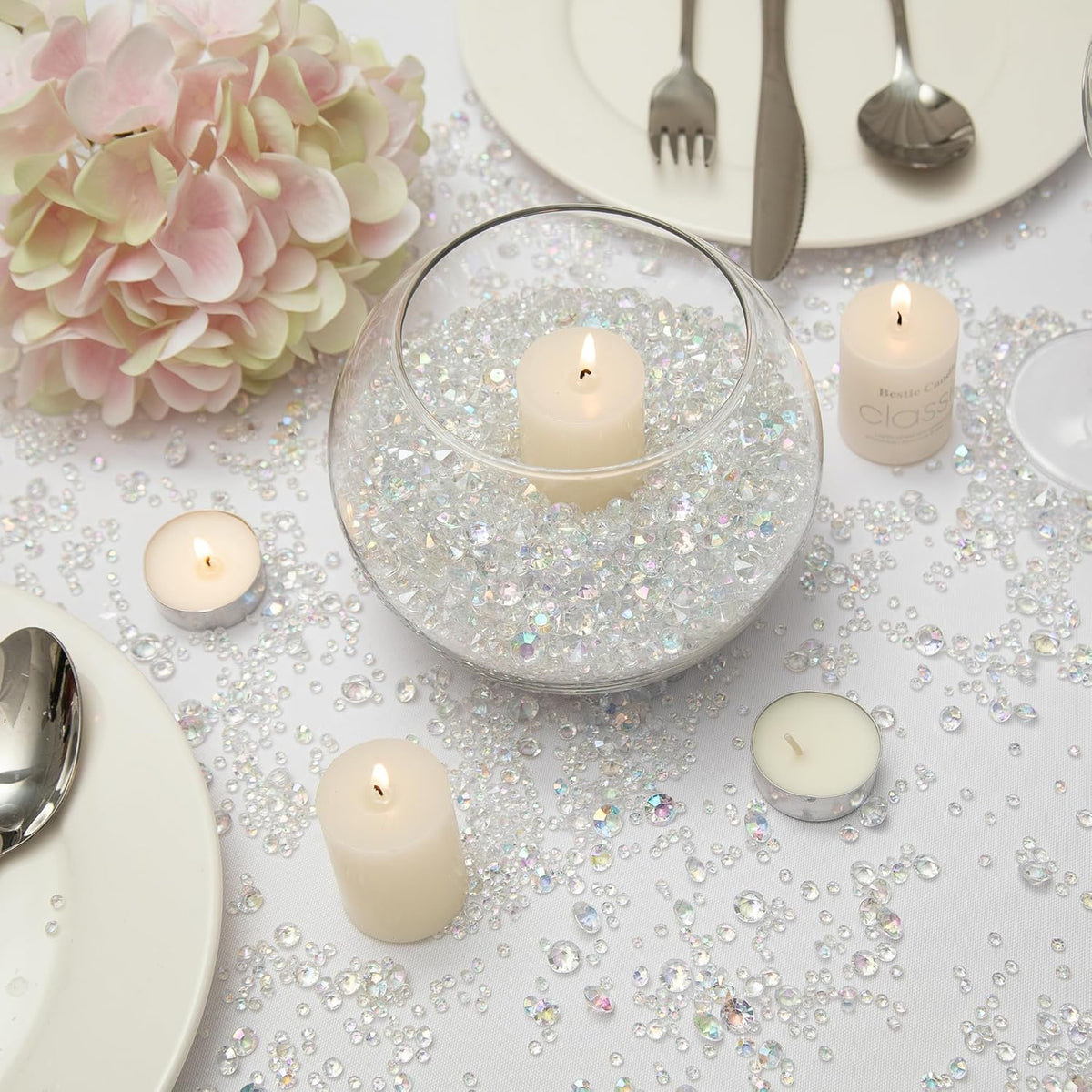 Vase Fillers for Centerpieces Home Deco,8700 Pieces Iridescent Diamond Table Confetti,Fake Plastic