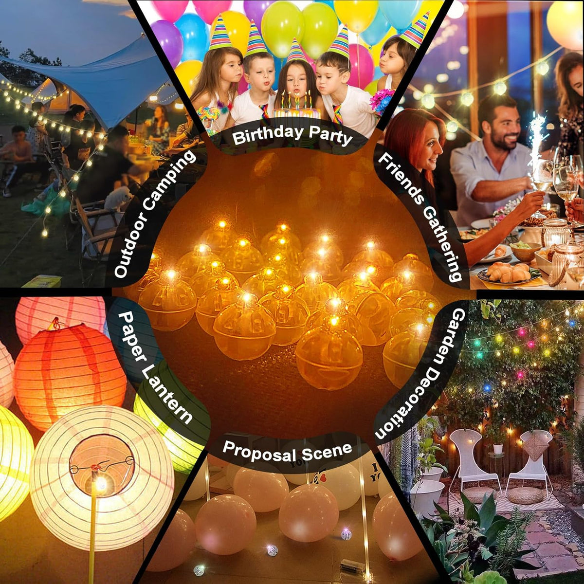 50pcs LED Orange Balloon Light Mini Tiny LED Light, Small Round Led Ball Lamp for Paper Lantern