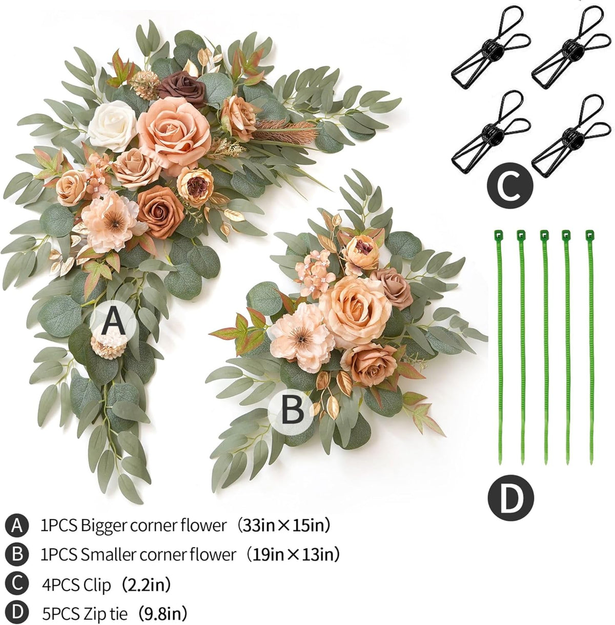 Wedding Sign Faux Flower Swag (Pack of 2) for Ceremony Party Reception Entrance Floral Decor Wall